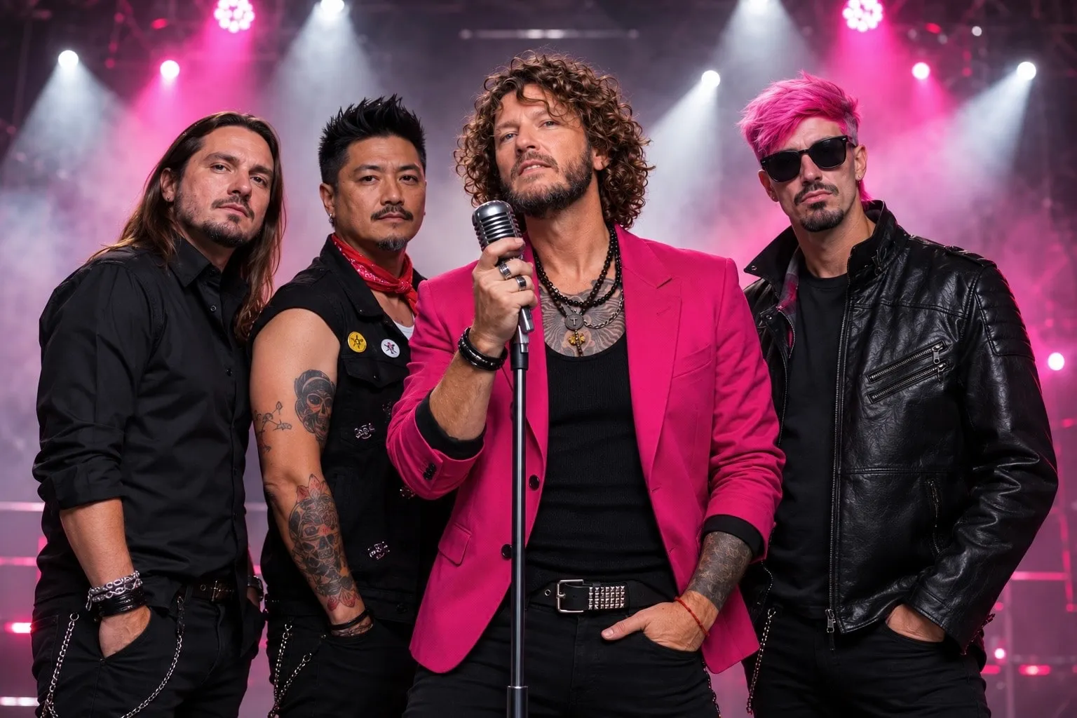 Chris Lockley no palco com a banda